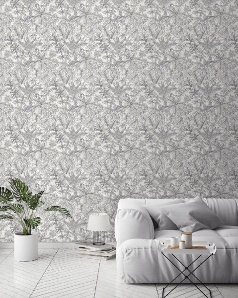 Шпалери вінілові гарячого тиснення Decoprint leaf white EP1052 0,53x10,05 м 