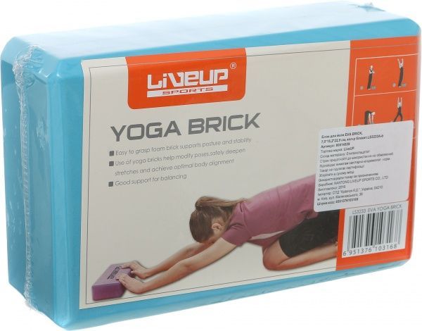 Блок для йоги LiveUp LS3233A-b Eva brick 7,6x15,2x22,9 см голубой