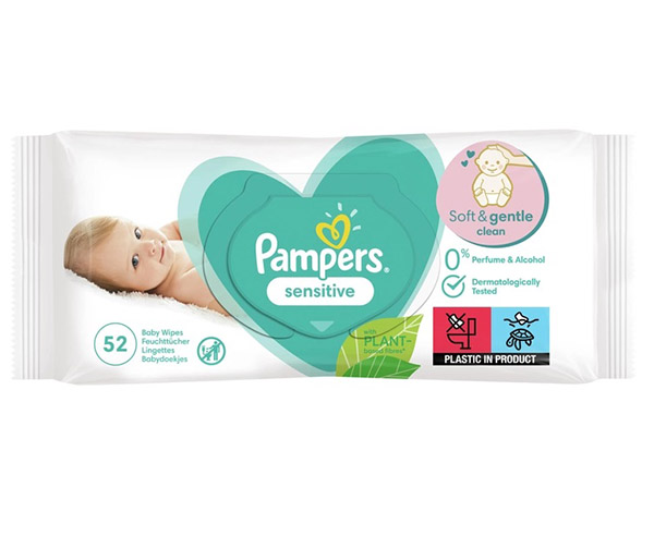 Детские влажные салфетки Pampers Sensitive 52 шт.