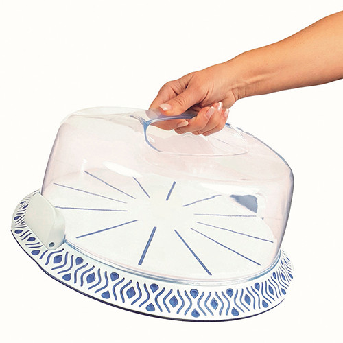 Тортовница TOSCA 37 см бело-синяя 55851 Stefanplast