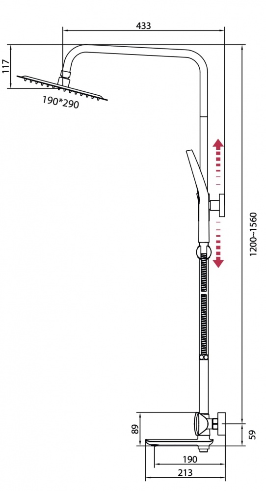 Смеситель для ванны Mixxen TETHYS хром (с колонной) с/акс. MXKL0768