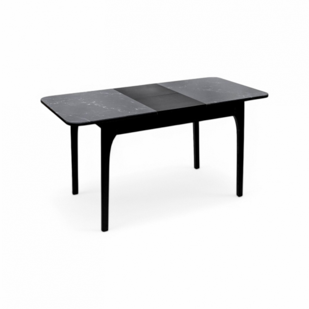 Стол обеденный Сансет 1100(1450)x700x750мм мрамор черный/черный