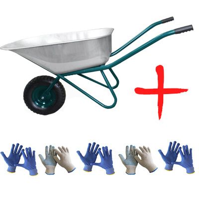 Тачка будівельна Forte WB6418-1 + 5 пар рукавиць WE2106