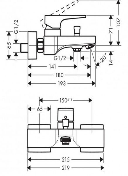 Смеситель для ванны Hansgrohe Metropol 32540000