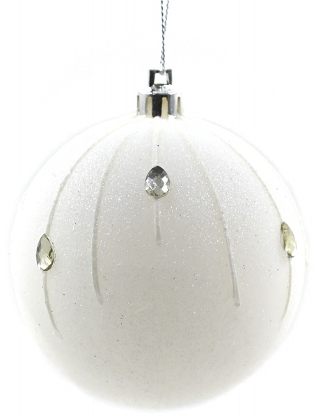 Куля новорічна Крапельки 100 мм білий 7039