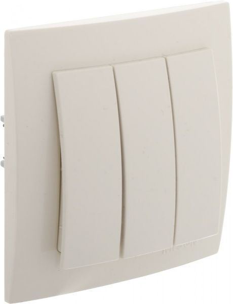 Вимикач триклавішний Nilson Touran без підсвітки 10 А 230В кремовий