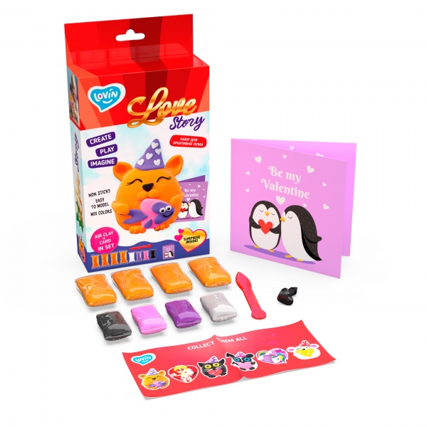 Набор для лепки Love story Рыжий котик с воздушным пластилином Lovin 