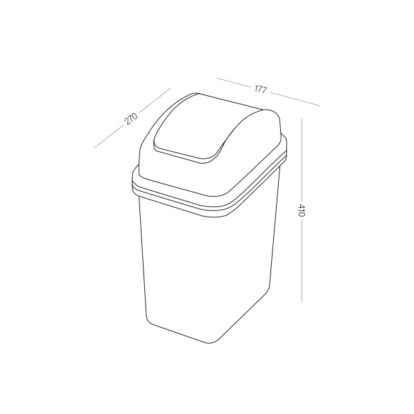 Ведро со съемной крышкой MVM 10 л серый BIN-12 10L GRAY