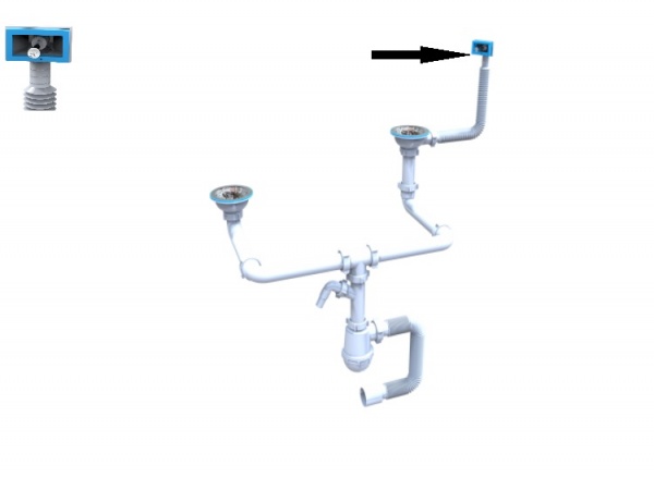 Сифон Water House Лотос-Мойка - BIG-DUPLEX-UNIVER- ЭКОНОМ МЕСТО MDU-312S-ES