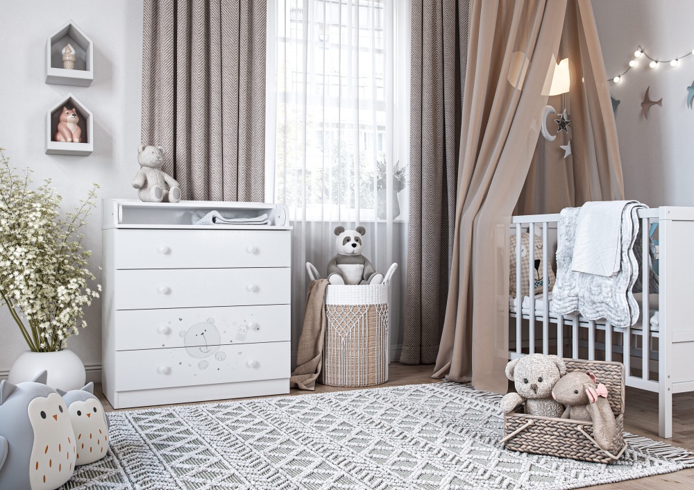 Комод пеленальный Грейд French Teddy 4ш 804х927х467 мм белый