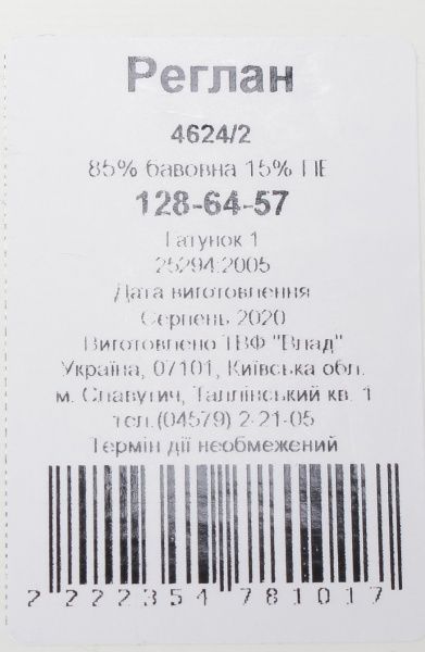 Реглан Luna Kids 4624/2 р.128 сірий 