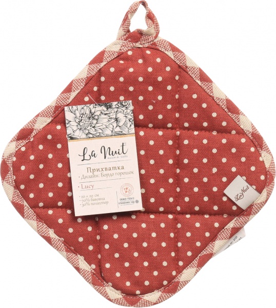 Прихватка Lucy Бордо горошок 20x20 см червоний La Nuit 