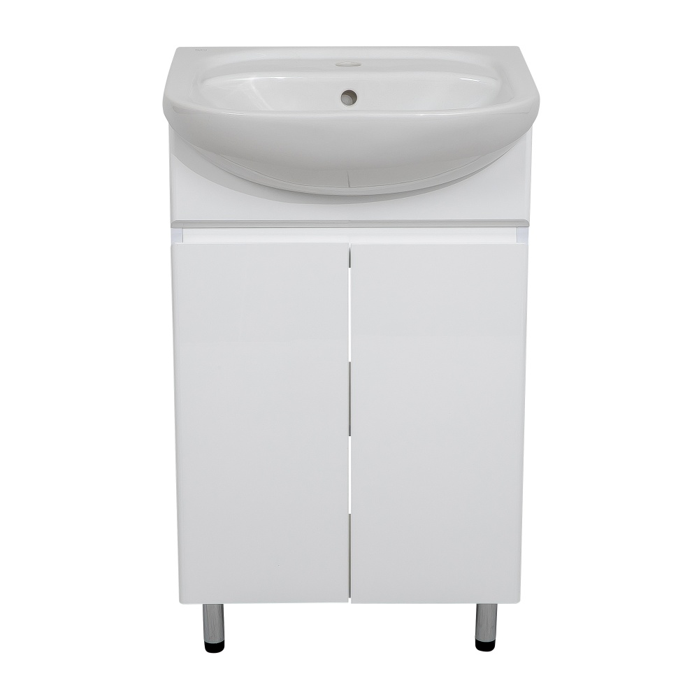 Тумба підлогова Aqua Rodos LEO белий глянець з умивальником Нова 50 см