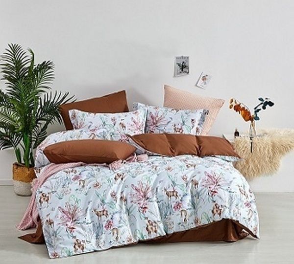 Комплект постельного белья семейный SH9286 коричневый Word of Dream 