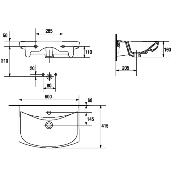 Умывальник  CERSANIT Carina 60 см K31-006
