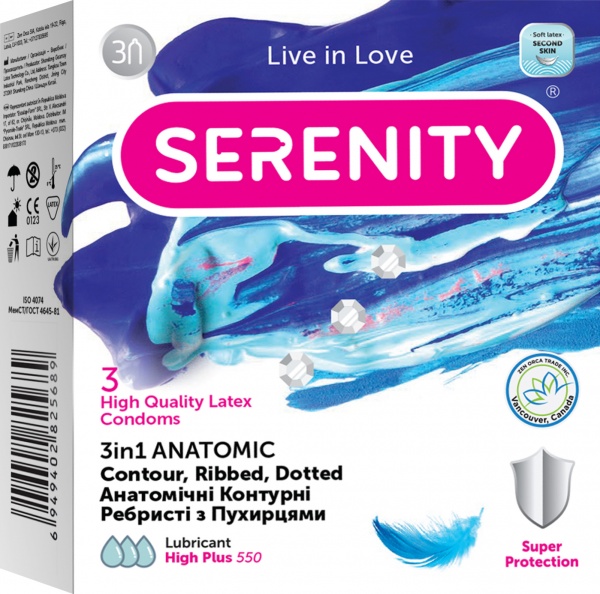 Презервативи SERENITY 3 в 1 Anatomic 3 шт.