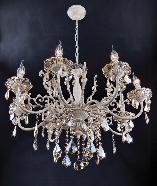 Люстра подвесная Strotskis Joanna 8x60 Вт E14 бело-золотистый/дымчатый прозрачный 3281/8 