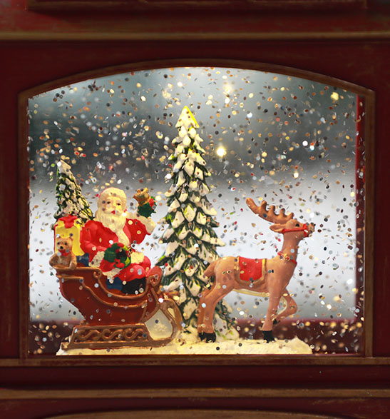 Сувенир новогодний поезд водный на санках 22х7х20 см 20WSDW-022 