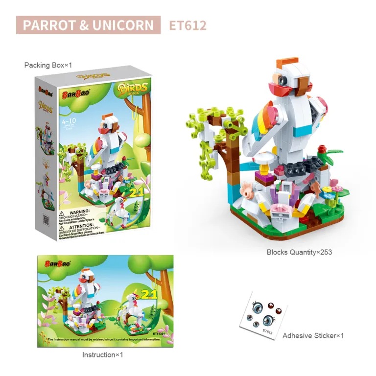 Конструктор BanBao 2в1 Папуга та єдиноріг ET613