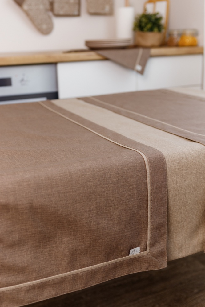 Доріжка (ранер) з подвійним кантом Кориця Коричнева 40x140 см Прованс