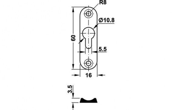 З'єднувач каркаса ліжка 16х60х3,5 мм 4 шт. 271.52.003me Hafele