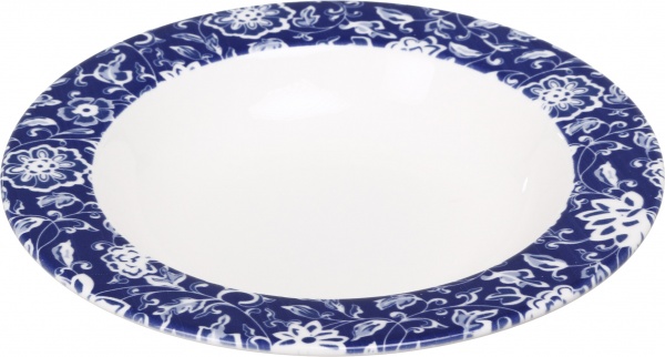 Тарілка супова Royal Blossom 22 см білий із синім Porser Porselen