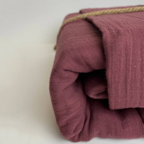 Комплект постільної білизни Muslin Burgundy 2.0 бургунді SoundSleep 