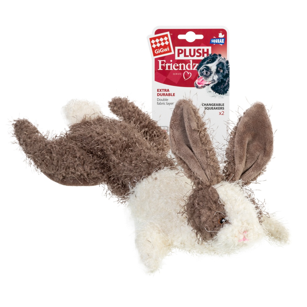 Іграшка для собак GiGwi Plush Заєць сірий із білим 47 см