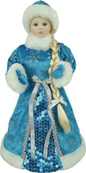 Декоративная фигура Снегурочка в синей шубе 33 см 