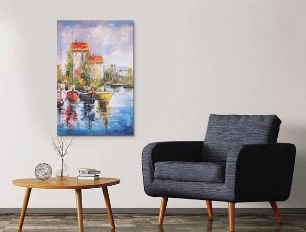 Картина Лодки на берегу 90x60 см SvitArt F-488 