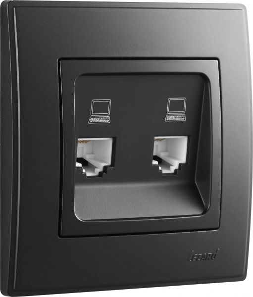 Розетка компьютерная двойная Lezard Lesya антрацит 705-4242-141