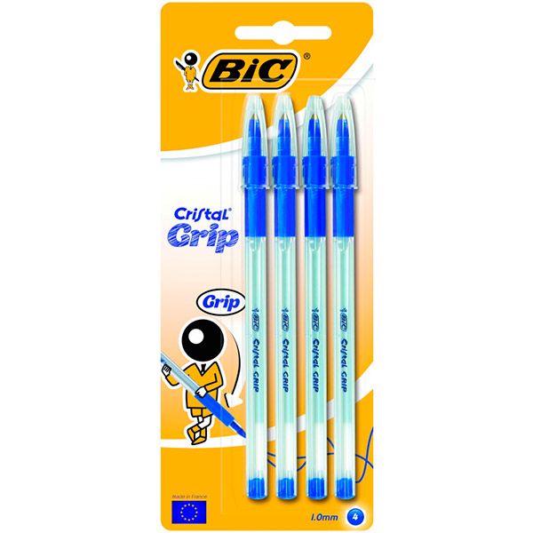 Набор ручек шариковых BIC Cristal Grip 4 шт. синие 