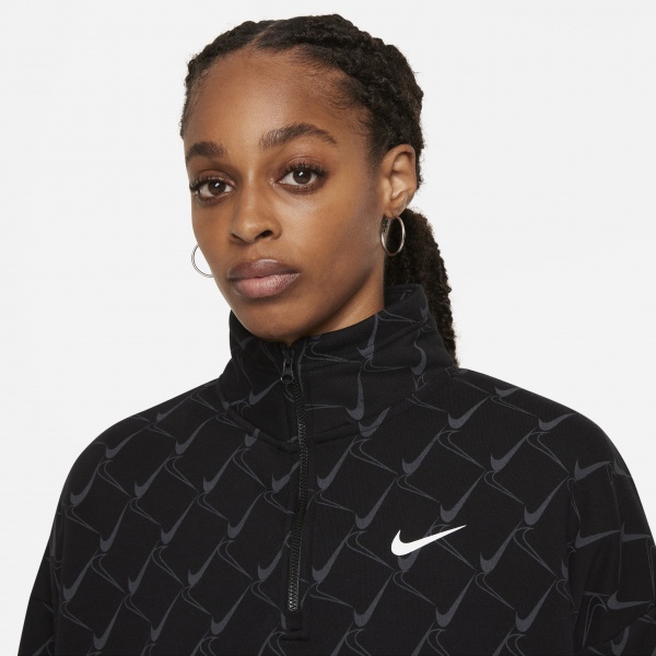 Світшот Nike W NSW TREND QZ FLC AOP SWOOSH DQ4508-010 р. M чорний