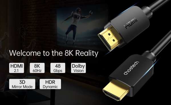 Кабель Choetech XHH-TP20, HDMI V.2.1, 8К 60 Гц 1,8 м (XHH-TP20) 