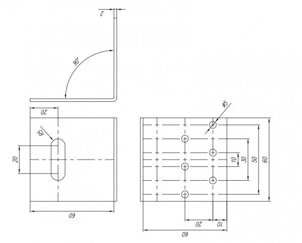 Кутник монтажний Domax L-подібний 60x60x60 мм 2 мм KMR7