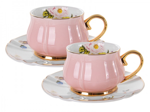 Набор чашек с блюдцами Pink Flower 200 мл 4 предмета 975-026 Lefard