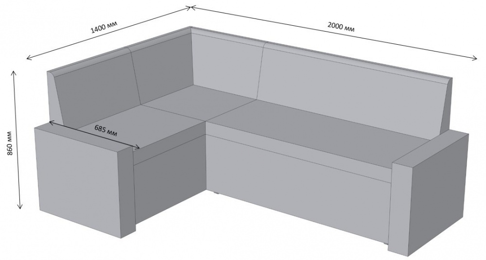 Куточок кухонний Lion Атлант 1400х2000х910 мм зі спальним місцем Лілі 09 / мокко
