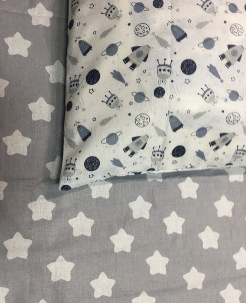 Комплект постельного белья Вселенная 1,5 белый с серым UP! (Underprice) 