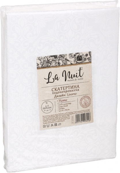 Скатерть Livorno 140x180 см белый La Nuit 
