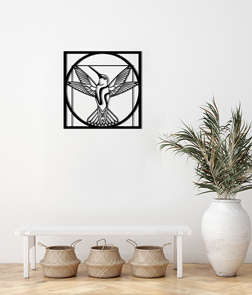 Панно PN131 птаха 56x56 см коричневий 