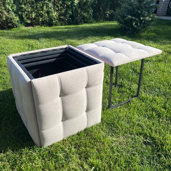 Пуф-трансформер з бежевого велюру 5 в 1 бежевий 