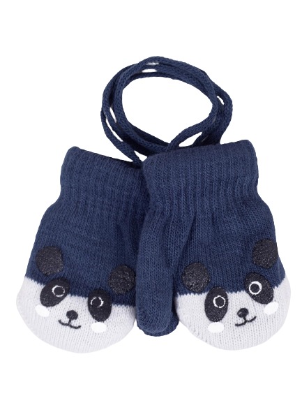 Варежки YO! Панда р.10 серый с синим 