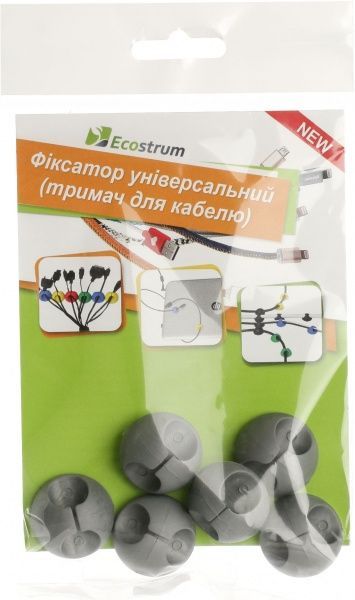 Набор фиксаторов универсальных Ecostrum для кабеля серебристые 6 шт. 