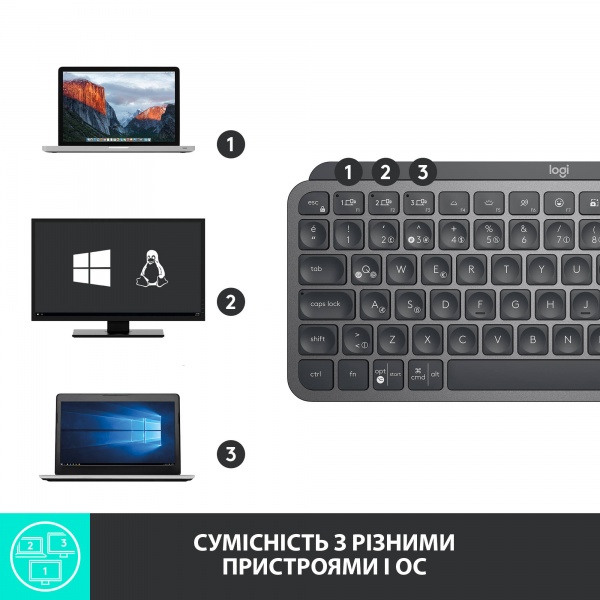 Клавиатура Logitech MX Keys Mini Minimalist Wireless Illuminated (L920-010498) graphite 