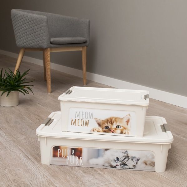 Ящик для хранения универсальный Vivendi CAT 40 л кремовый 395x495x320 мм