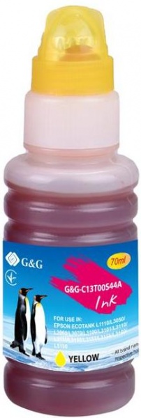 Чорнило G&G для Epson L3100 L3101 L3110 L3150 L3151 L1110 L3156 L3160 L5190 G&G-C13T00S44A yellow — фото 1