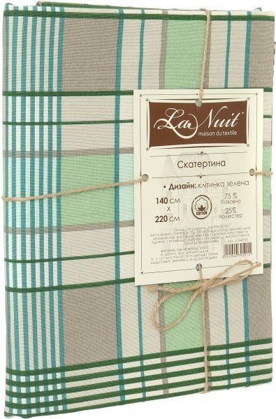 Скатерть Шато клеточка 140x220 см зеленый La Nuit 