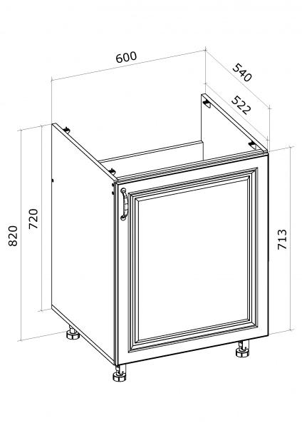 Тумба нижняя Грейд МС Глория Нм (1ф) 600x820x540 мм белый 