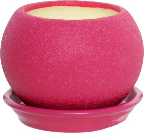 Горщик керамічний Оріана-Запоріжкераміка Куля шовк круглий 1,4л малиновий 
