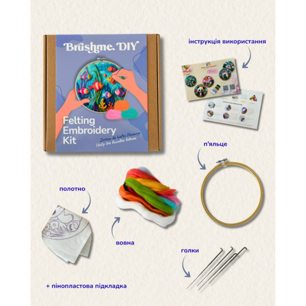 Набор для валяния картины из шерсти Подводный мир Brushme